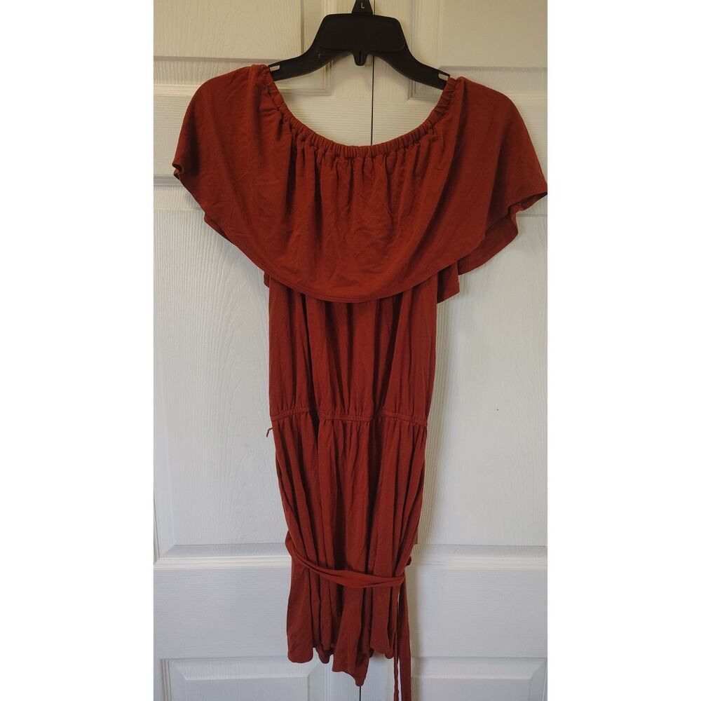 EST. 1946 Rust Orange Off-the-Shoulder Ruffle Romper Small - Picture 2 of 6